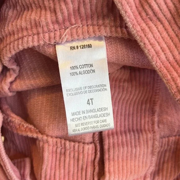 Pink Corduroy Dress Floral Embroidery, Pockets, Ruffles Size 4T - Picture 5 of 8